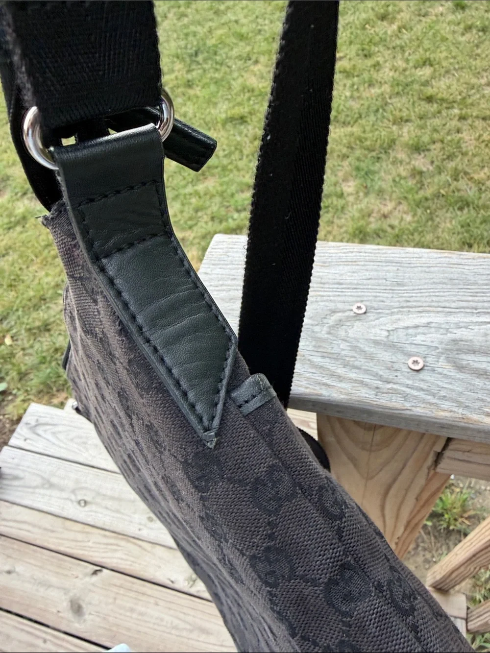 Gucci Messenger charcoal black Monogram Messenger Bag